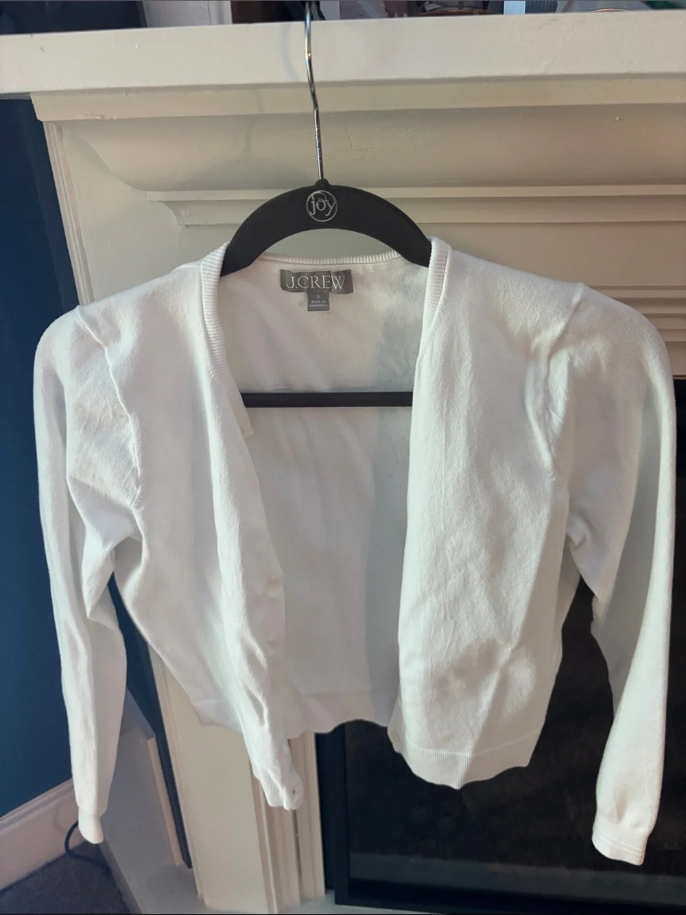 J. Crew White Cropped Knit Cardigan